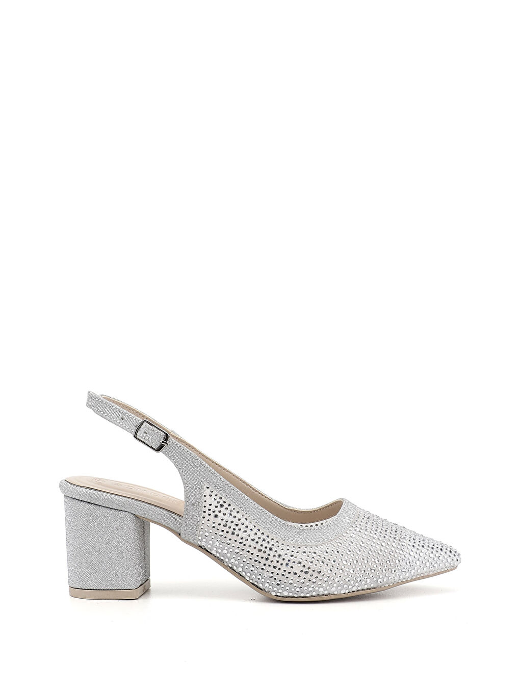 Gri Kadın GÜMÜŞ-GRİ Kalın Topuklu Arkası Açık Ayakkabı