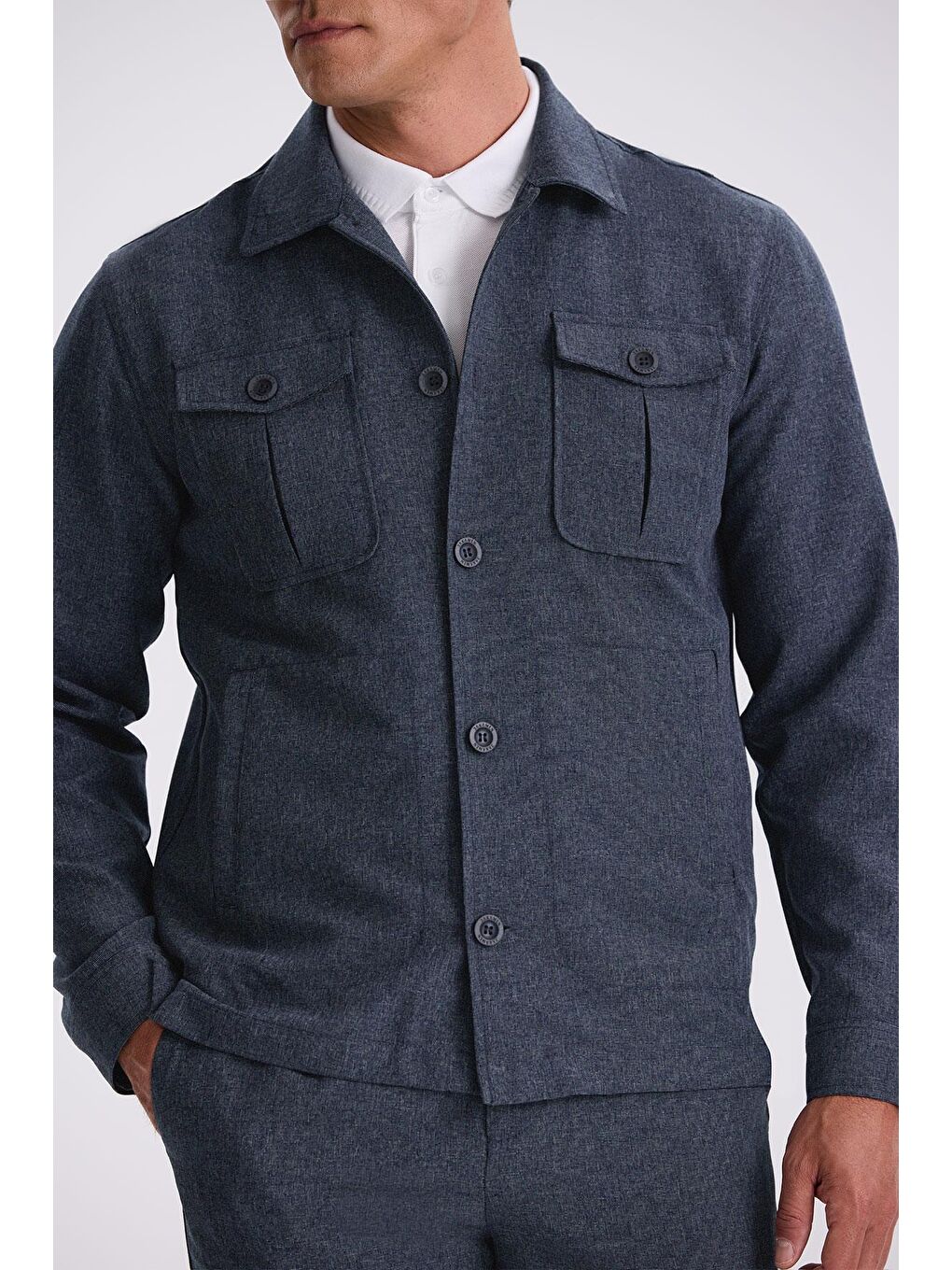 Lacivert Slim Fit Bebe Yaka Cepli Spor Takım Elbise-2