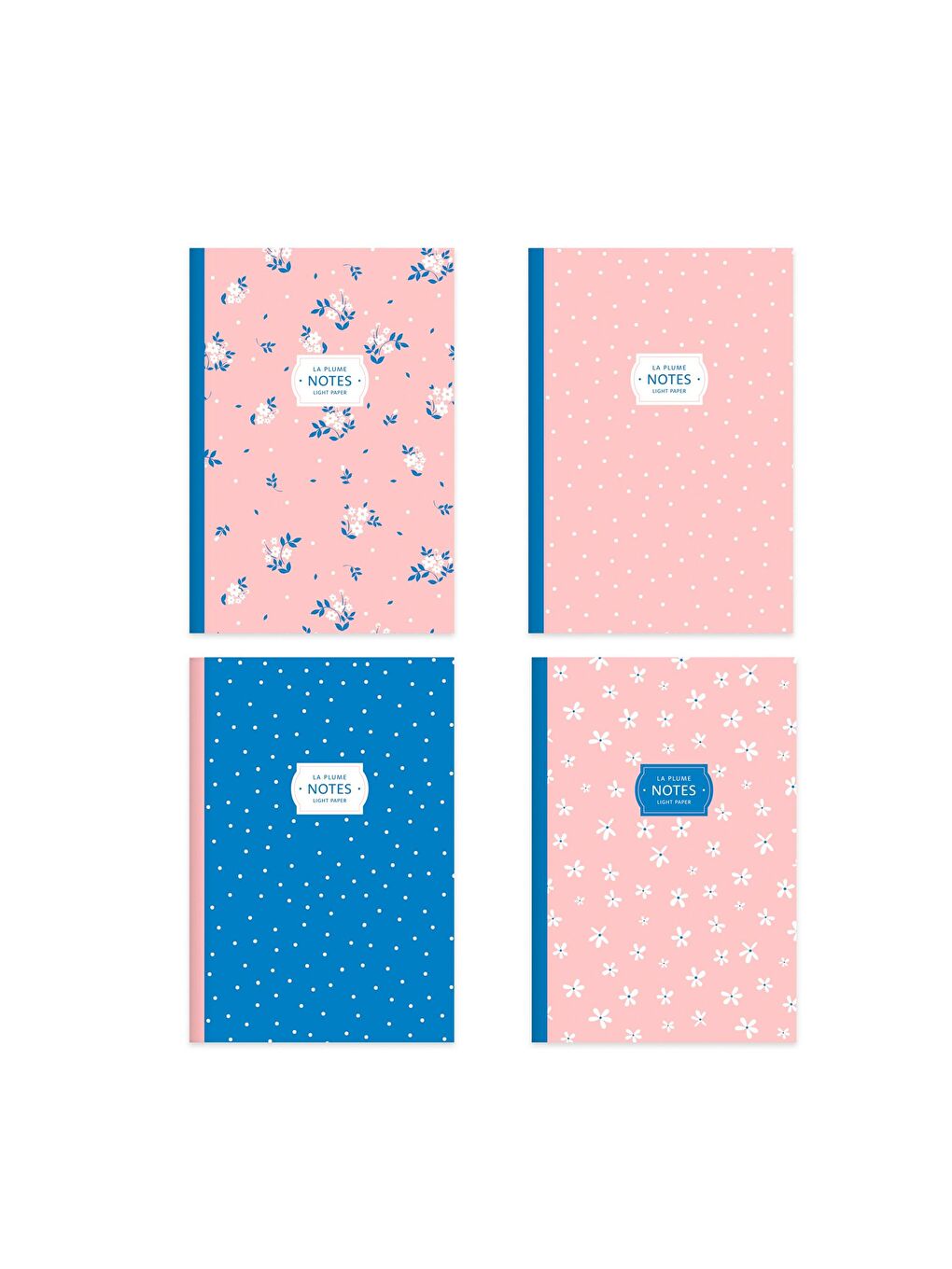 Keskin Color Pembe Çizgili Tel Dikişli 4'lü Defter Seti Pembe