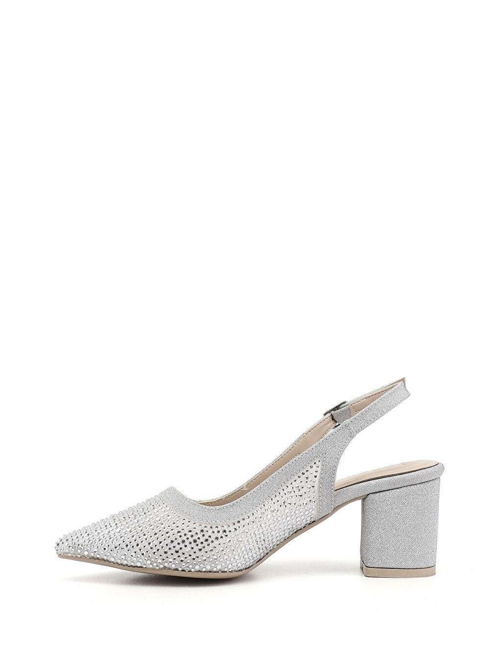 Gri Kadın GÜMÜŞ-GRİ Kalın Topuklu Arkası Açık Ayakkabı-4