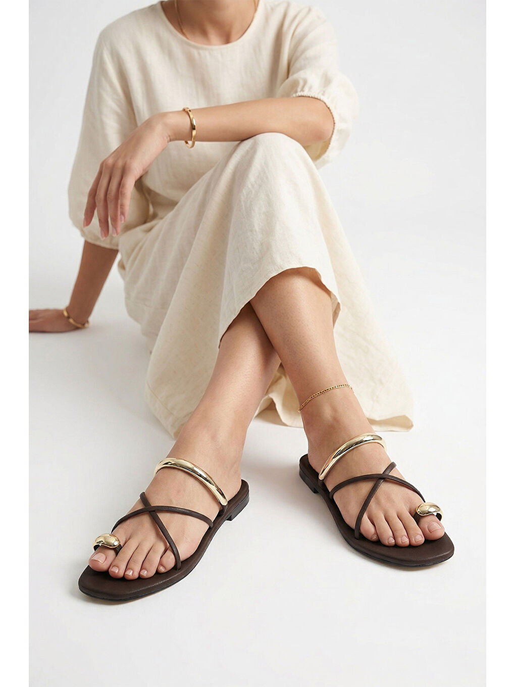 Kahverengi Kadın KAHVERENGİ Parmak Arası Terlik-2