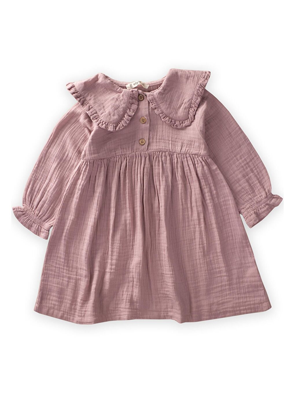 Mor Yakalı Mevsimlik Elbise 2-10 Yaş Leylak-1