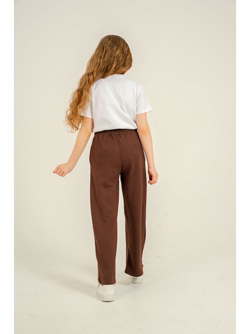 Kahverengi New Team London Nakışlı Yumuşak Dokulu - Comfort Kumaş Kız Çocuk Eşofman Altı-5