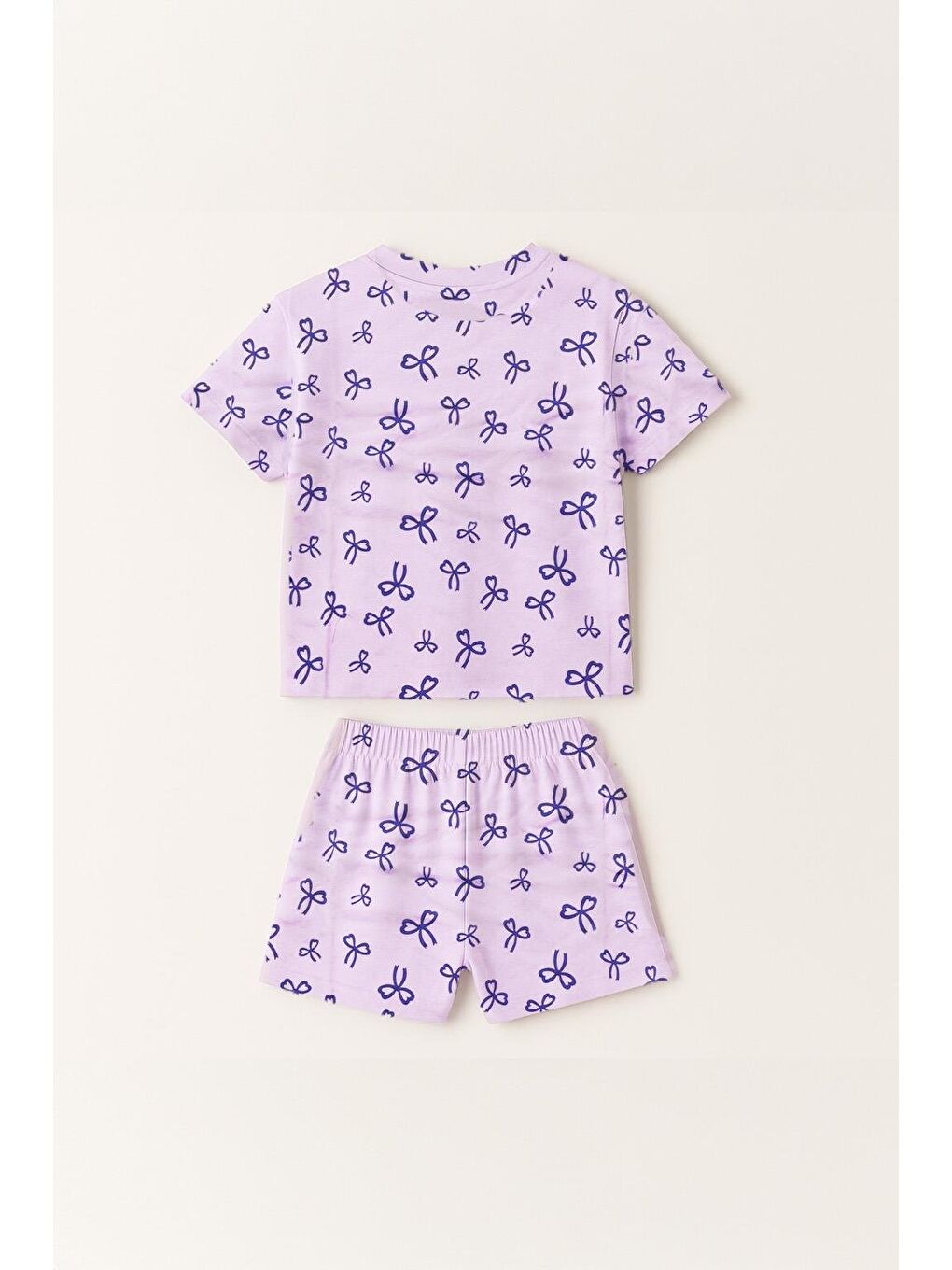 Mor Kız Çocuk %100 Pamuk Kurdela Desenli Şortlu Takım (3-4 Yaş 8-9 Yaş)-2