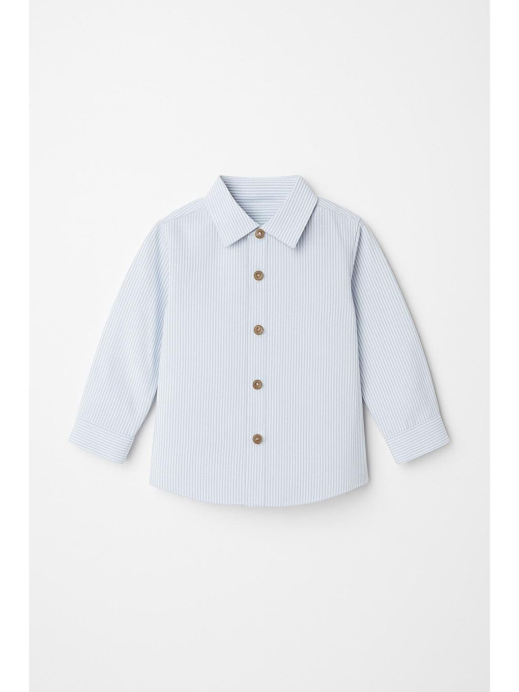 Erkek Çocuk Uzun Kollu Çizgili Gömlek - Mavi (2-3 Yaş 8-9 Yaş)-1