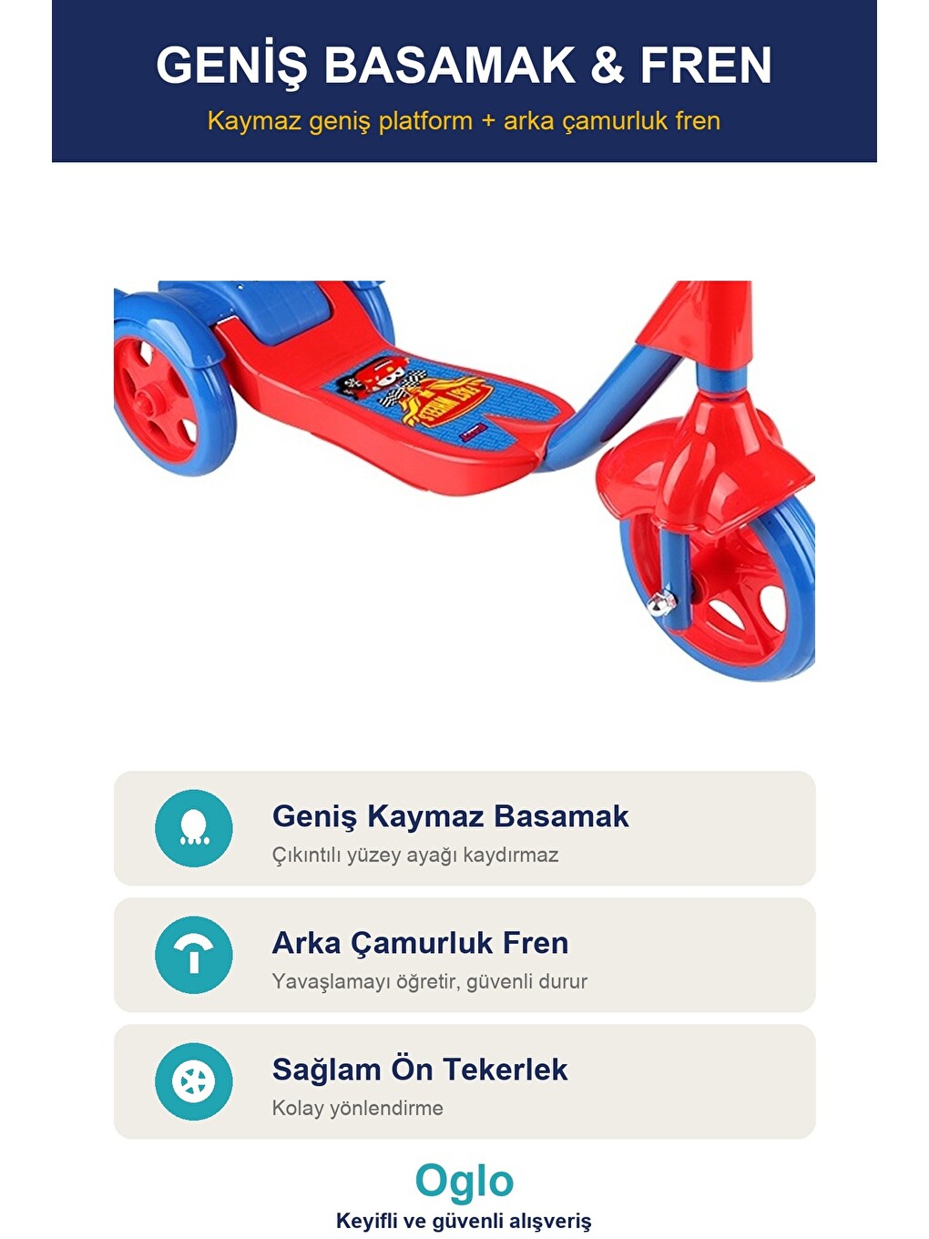Çocuk Scooter 3 Tekerlekli Frenli Sepetli — Dengeli İlk Scooter, Ayarlanabilir Gidon 3+ Yaş-2