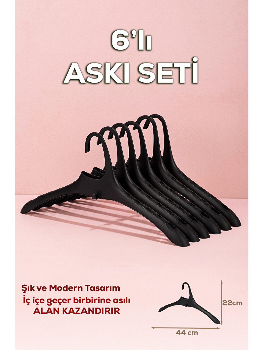 Siyah Harmoni 6 Adet Dolap Içi Düzenleyici Organizer İç İçe Geçen Askı