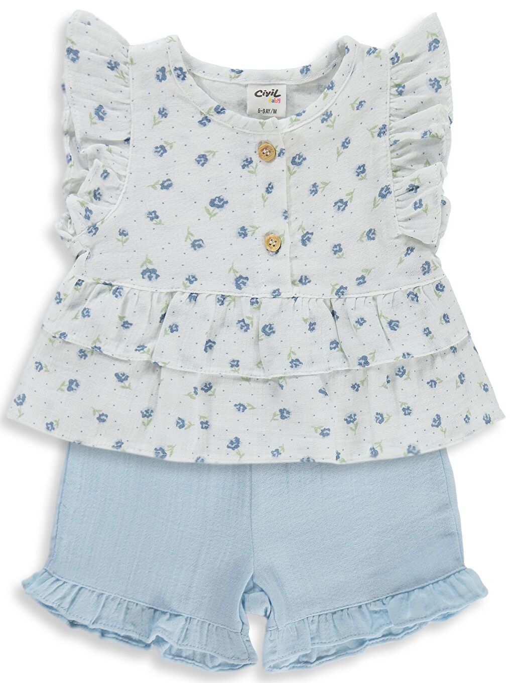 Baby Çiçek Empirme 6-18 Ay Takım - Beyaz