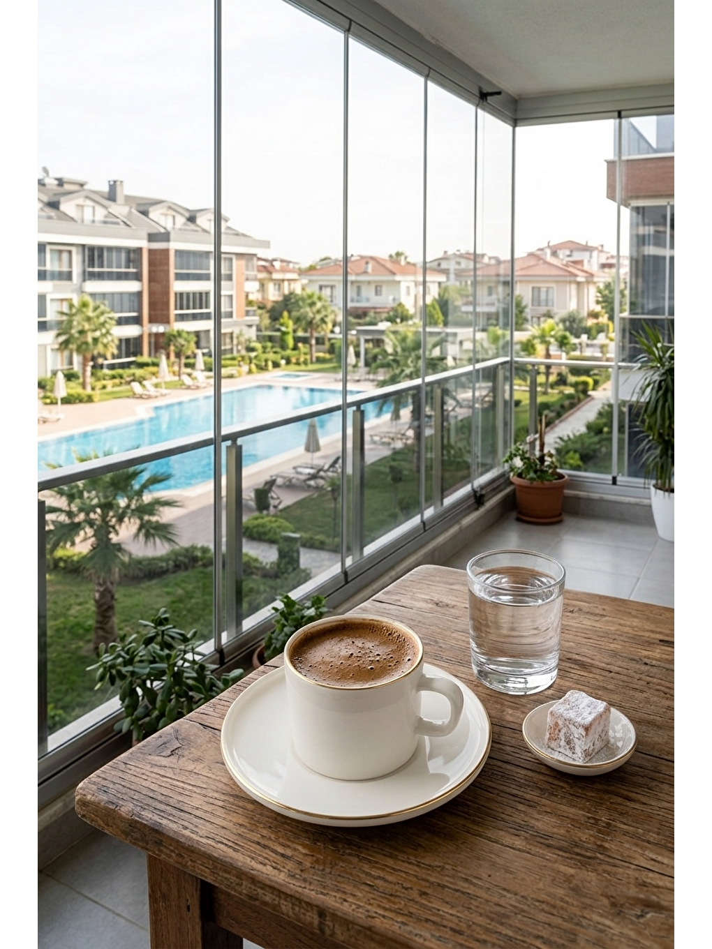 Beyaz Modern 6 Kişilik Porselen Fincan Takımı Altın-2