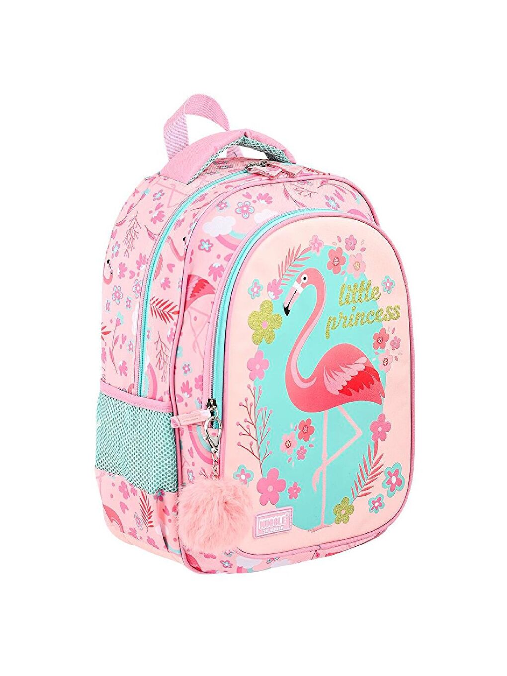 Muggle Pembe 2 Bölmeli Flamingo Okul Sırt Çantası MU-9084 - 2