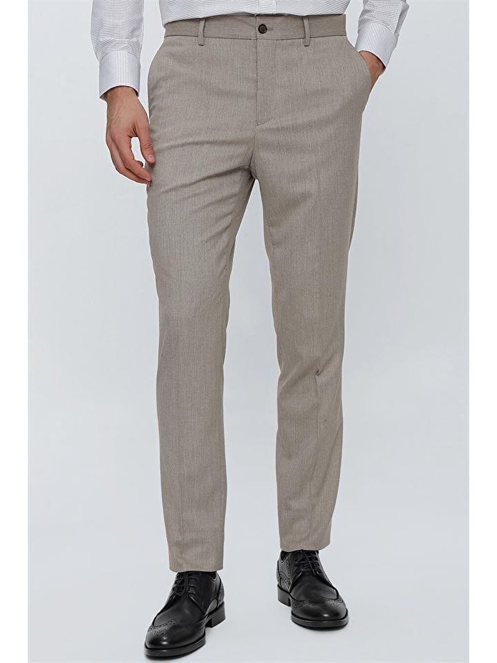 Bej Esnek Yandan Cepli Slim Fit Classic Erkek Pantolon 1003230151-2