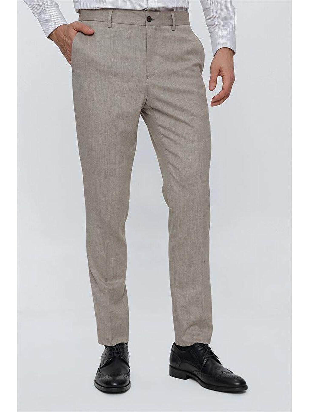 Bej Esnek Yandan Cepli Slim Fit Classic Erkek Pantolon 1003230151-3