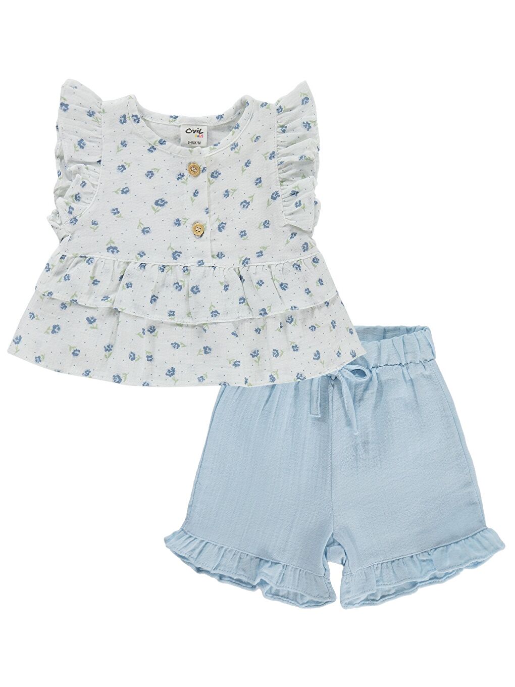 Baby Çiçek Empirme 6-18 Ay Takım - Beyaz-3