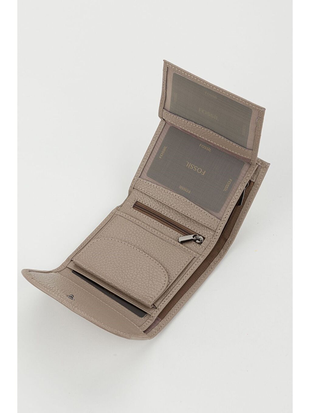 Bej Kutulu Hakiki Deri Gök Mavi Küçük Boy Çok Gözlü Kadın El Portföyü Kartlık Cüzdan-3