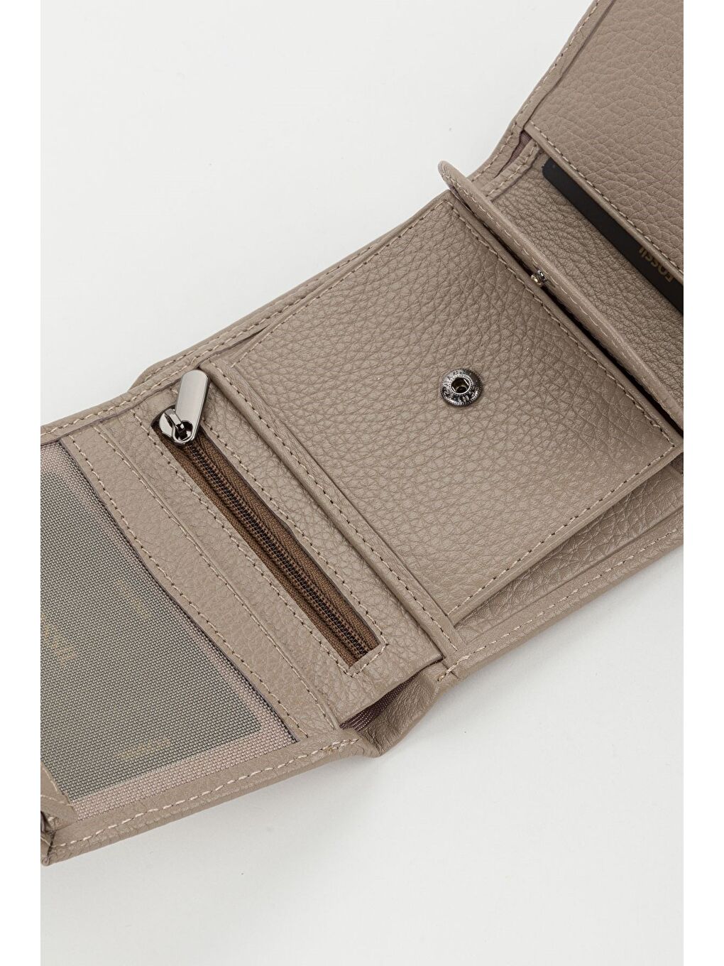 Bej Kutulu Hakiki Deri Gök Mavi Küçük Boy Çok Gözlü Kadın El Portföyü Kartlık Cüzdan-4