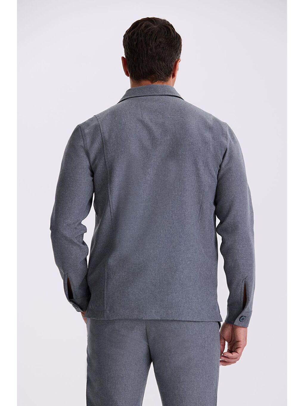 Antrasit Slim Fit Bebe Yaka Cepli Spor Takım Elbise-3