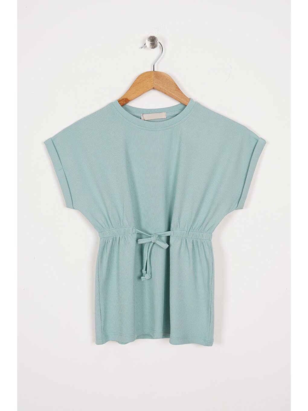 Bisiklet Yaka Bağlama Detaylı Çağla Yeşili Renk Kız Çocuk Taylı Takım-2