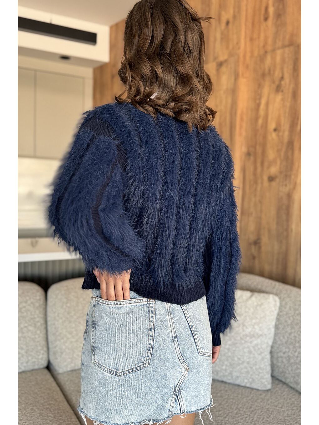 Lacivert Sakallı Kadın Triko Hırka-3