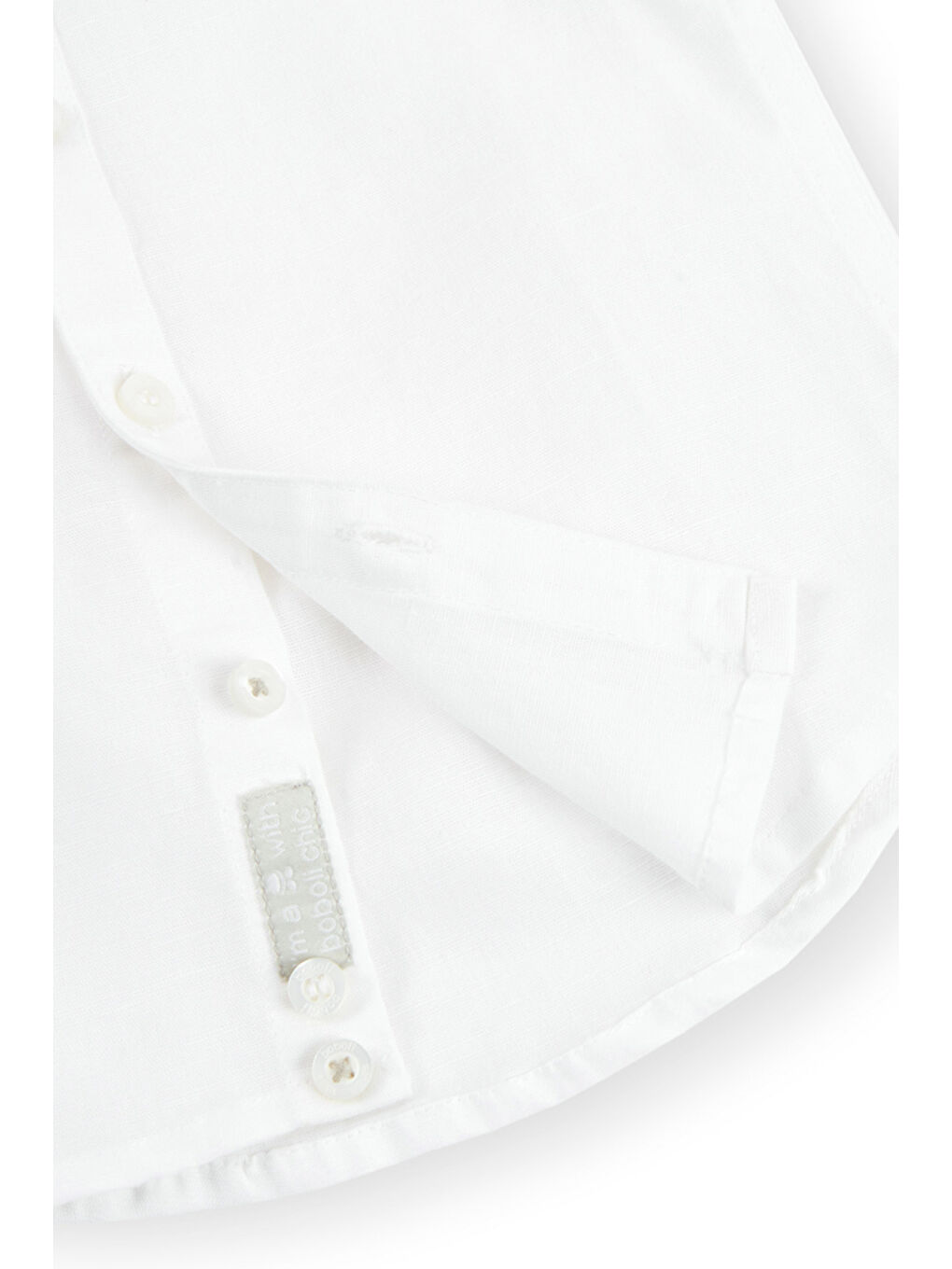 Beyaz Keten Karışımlı Erkek Çocuk Gömlek-3