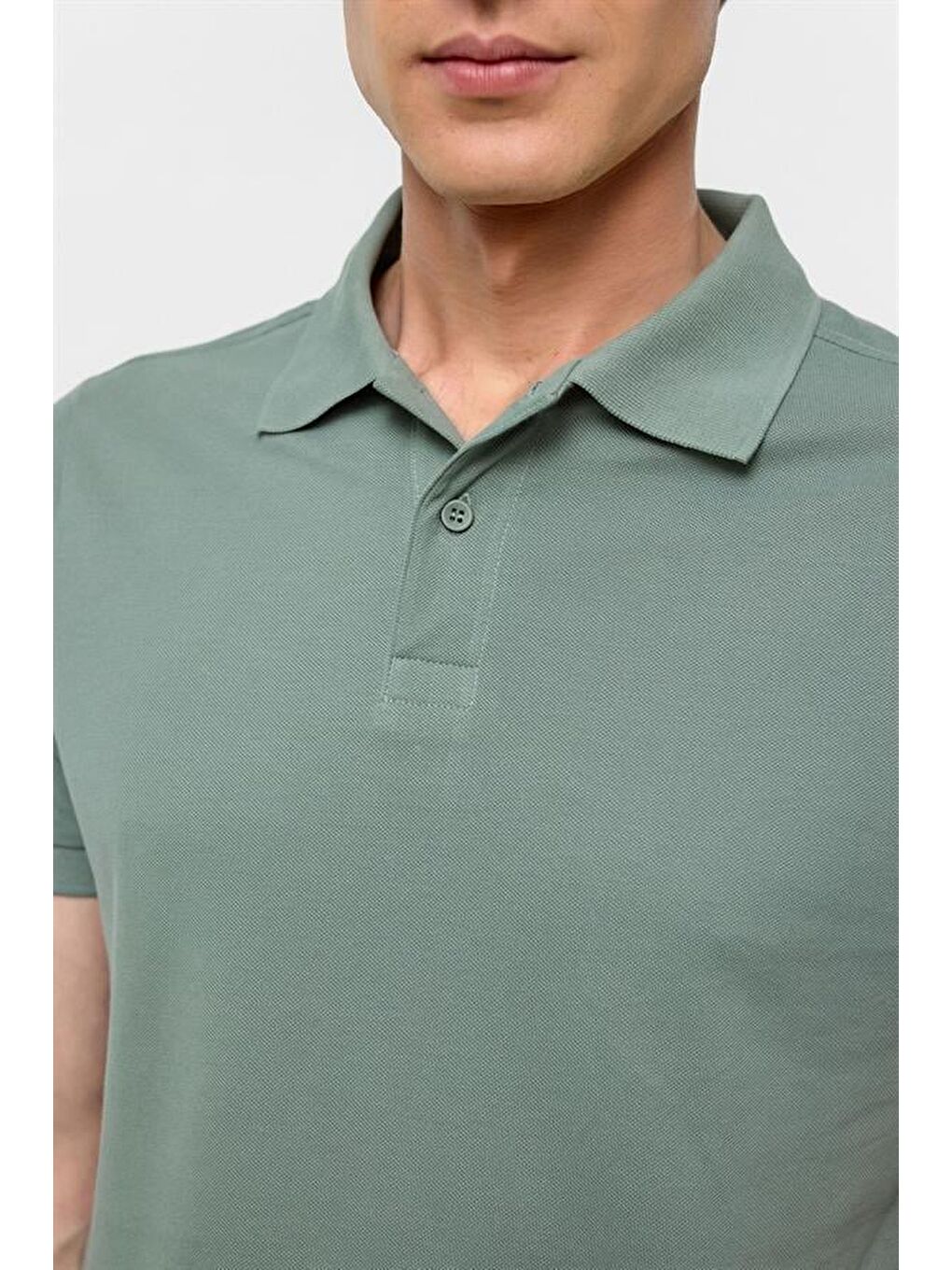 Turkuaz Su Yeşili Slim Düz Polo Yaka Tişört-2