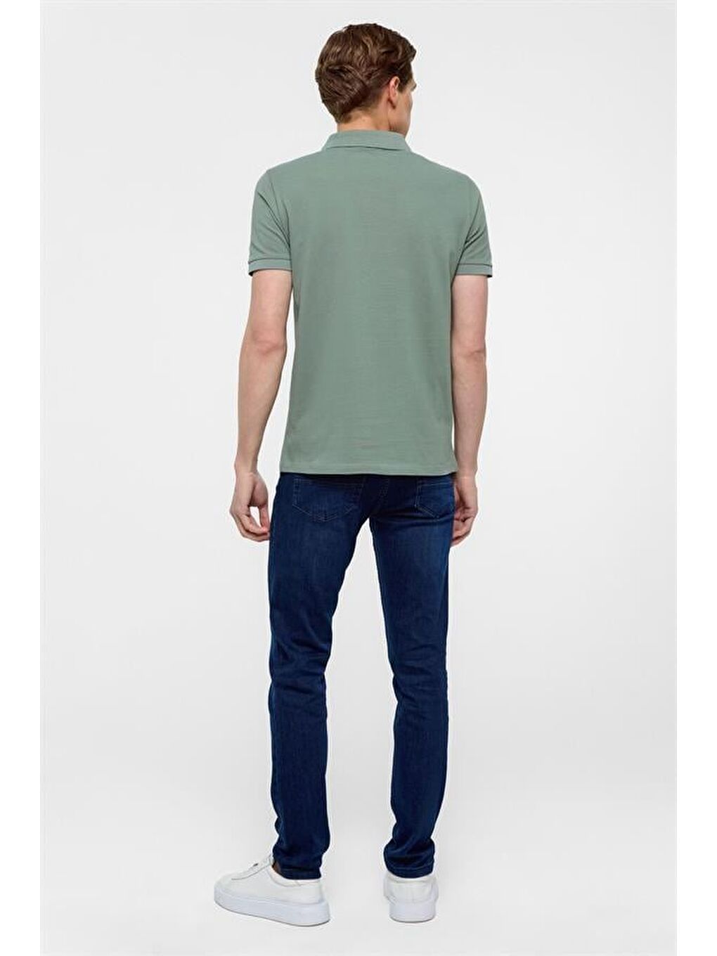 Turkuaz Su Yeşili Slim Düz Polo Yaka Tişört-6