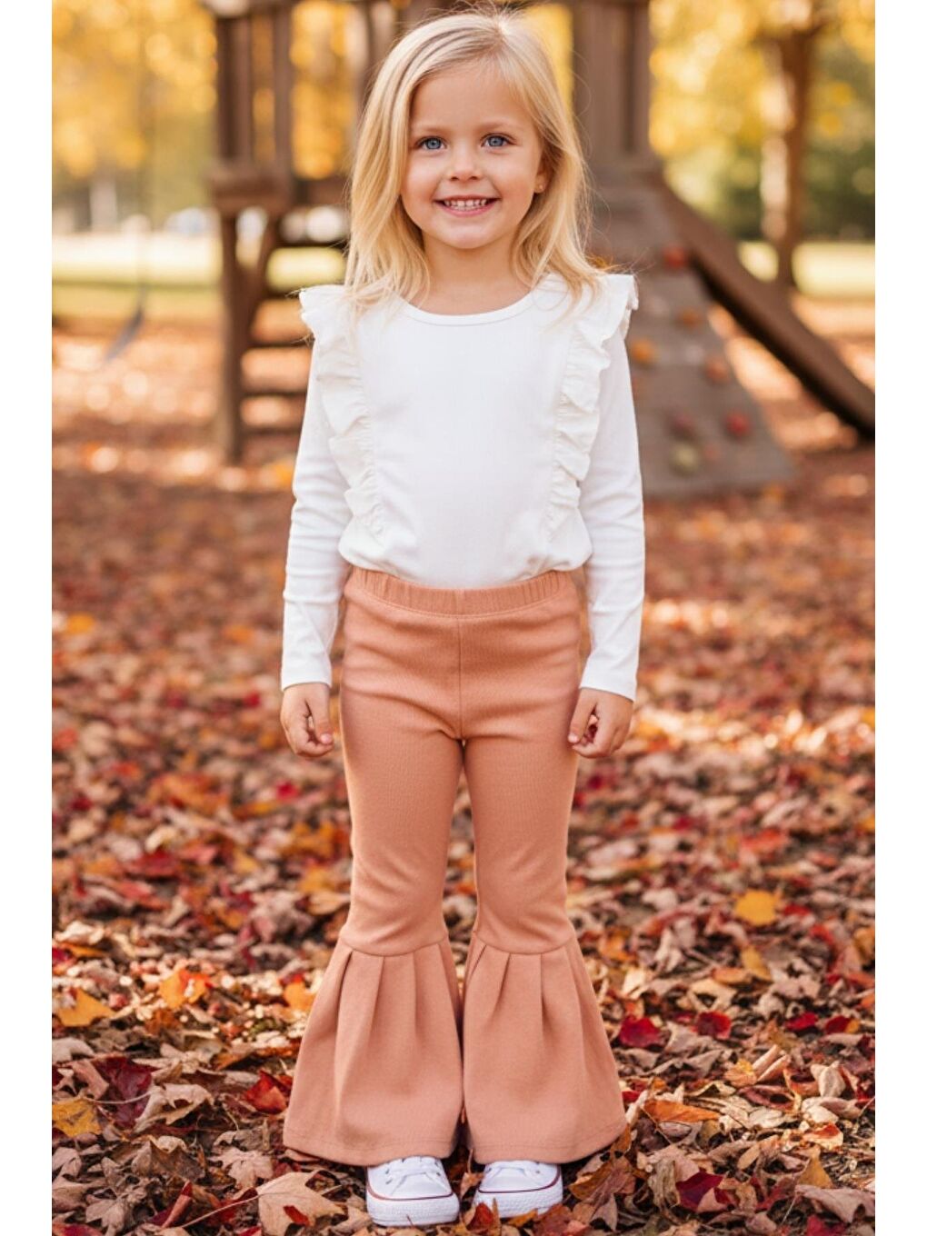 Pembe Kız Çocuk Fitilli Pudra Tayt-1