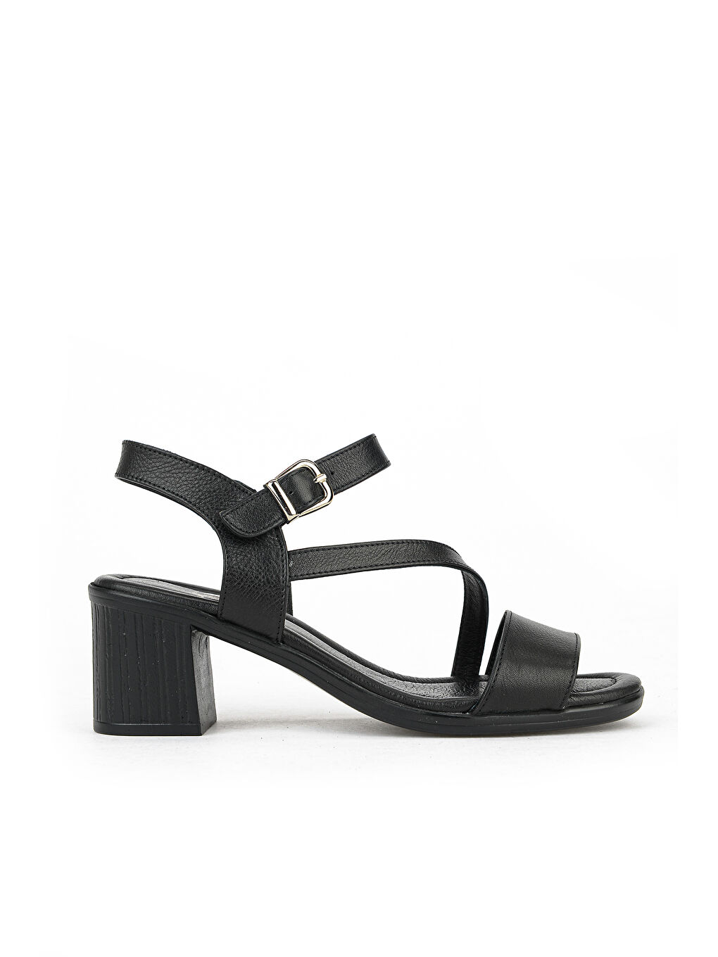 Kadın Hakiki Deri Topuklu Sandalet 1611020Z2219 Siyah