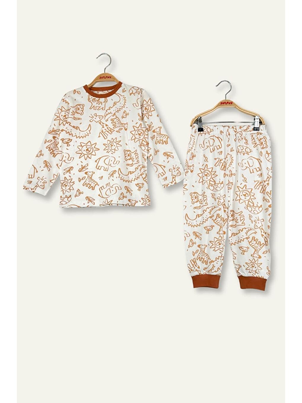 Sarı Unisex Çocuk Desenli Pijama Takımı - Hardal-1