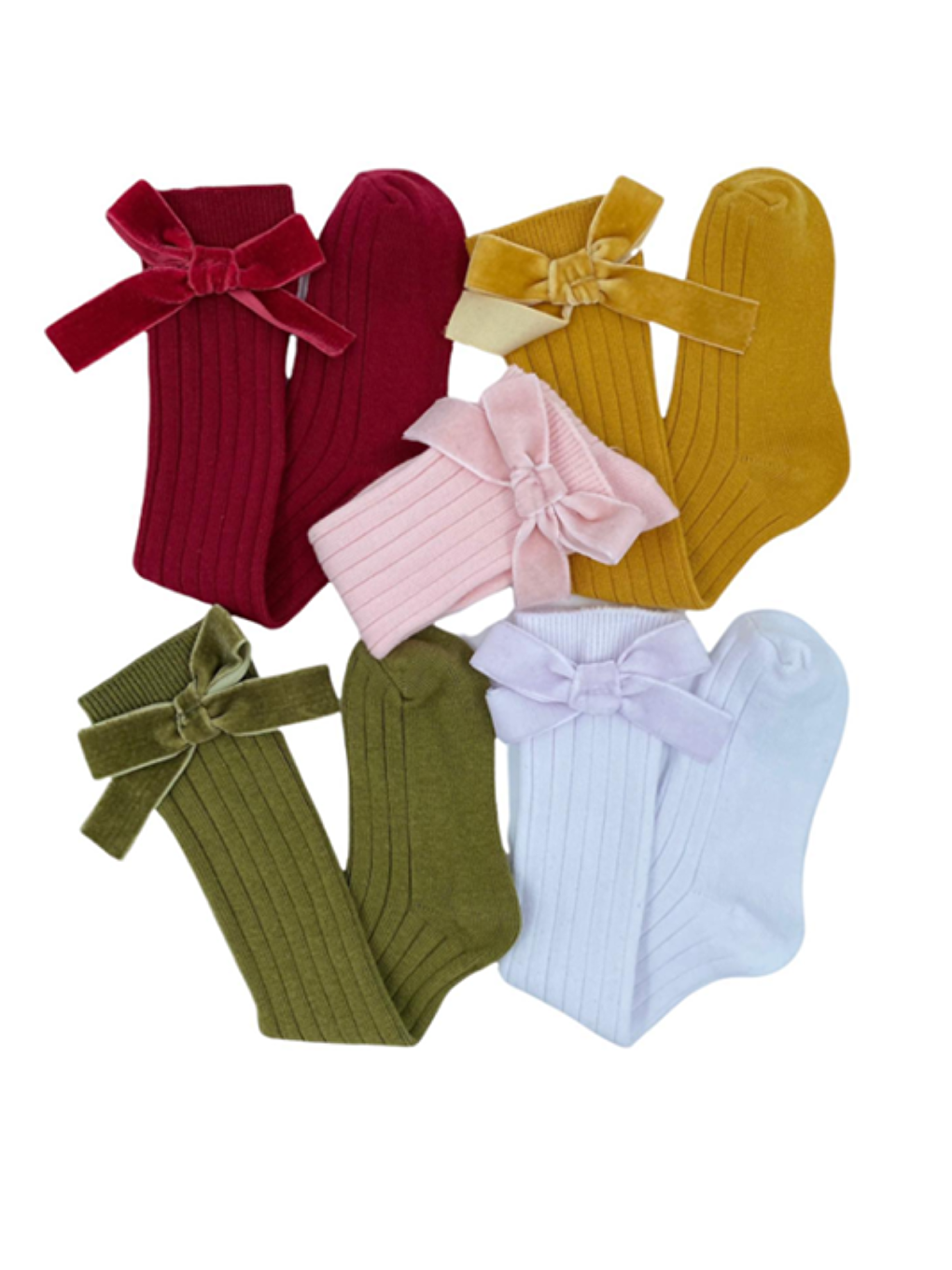 Karışık Kız Bebek 1-2/3-4 Yaş Kadife Fiyonk Detaylı Dizaltı Pamuklu Çorap 12’li Paket (12 Çift)-6