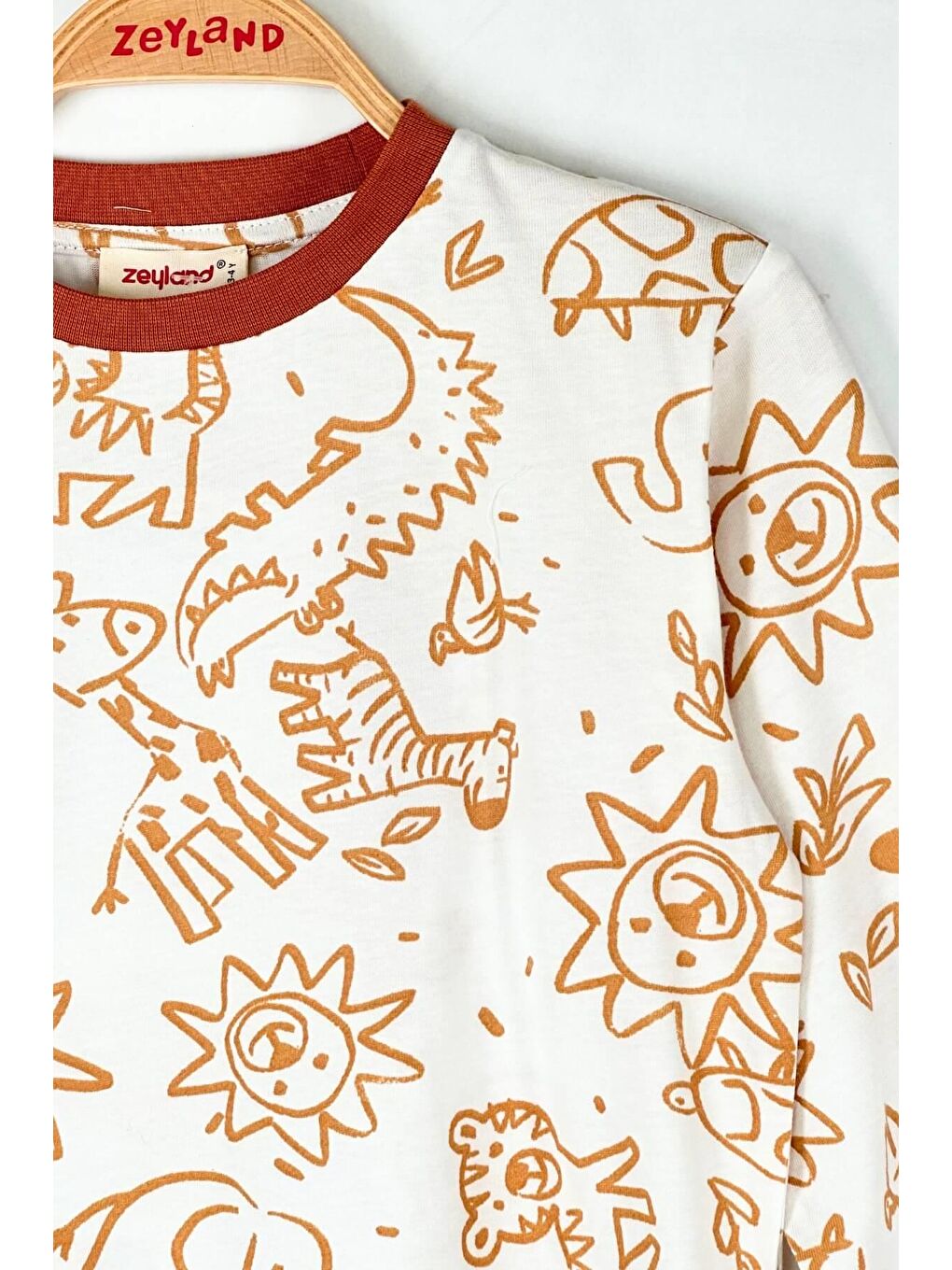 Sarı Unisex Çocuk Desenli Pijama Takımı - Hardal-2