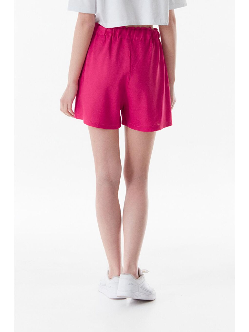 Fuşya Basic Beli Lastikli Şort-2