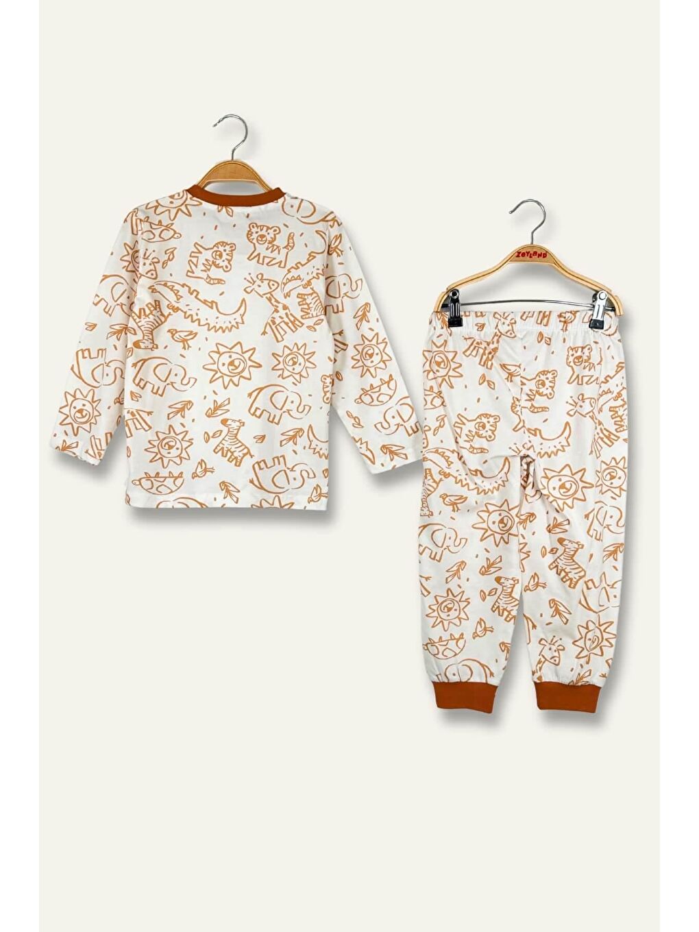 Sarı Unisex Çocuk Desenli Pijama Takımı - Hardal-3