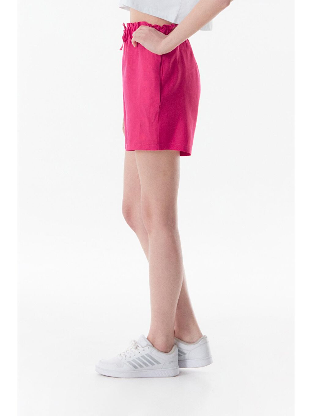 Fuşya Basic Beli Lastikli Şort-3