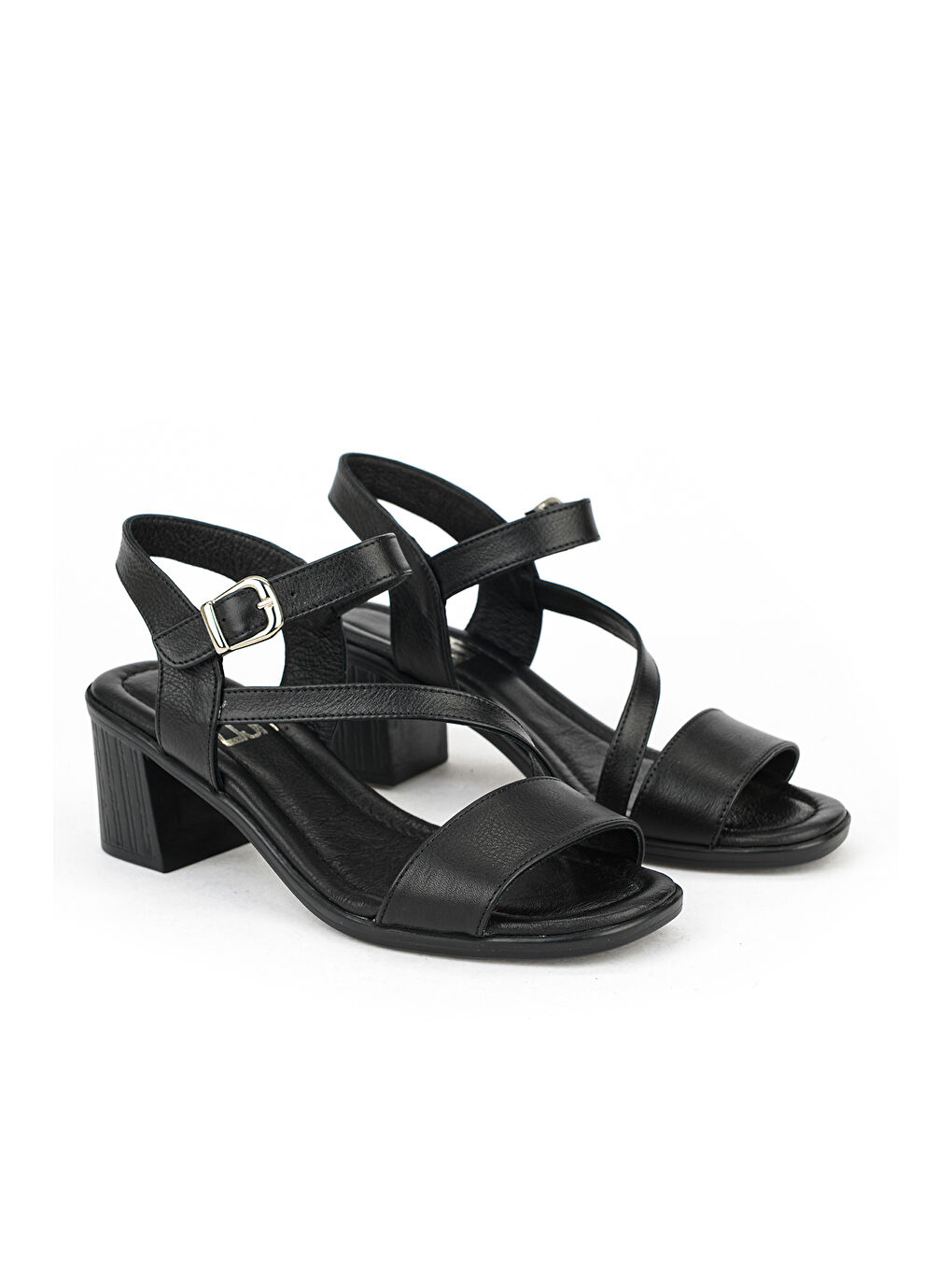 Kadın Hakiki Deri Topuklu Sandalet 1611020Z2219 Siyah-1