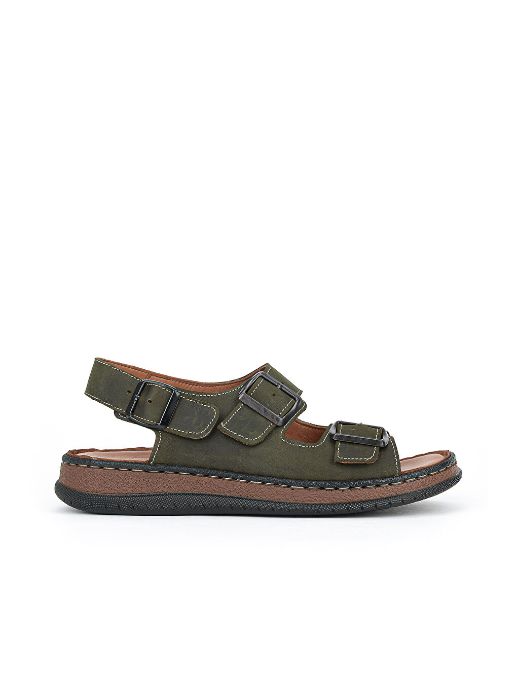 Erkek Hakiki Deri Sandalet 1611045ZS3 Haki