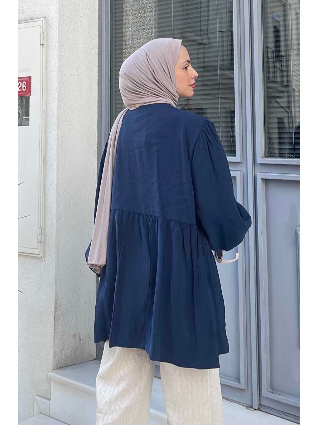 Ön Bağlamalı İki Parça Ceket Lacivert-3