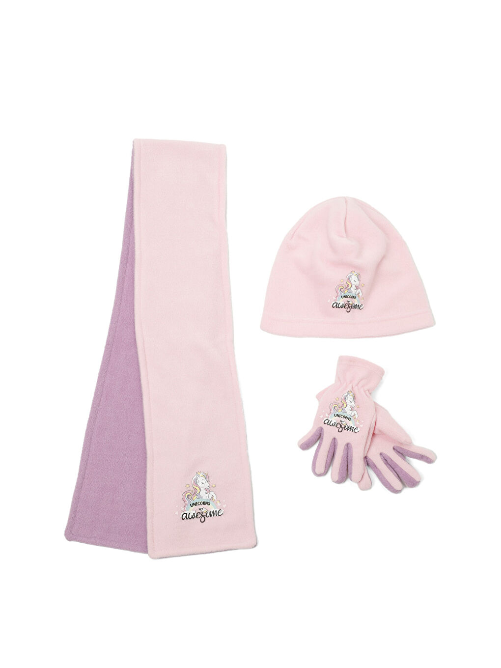 Pembe Kız Çocuk Atkı/Bere/Eldiven