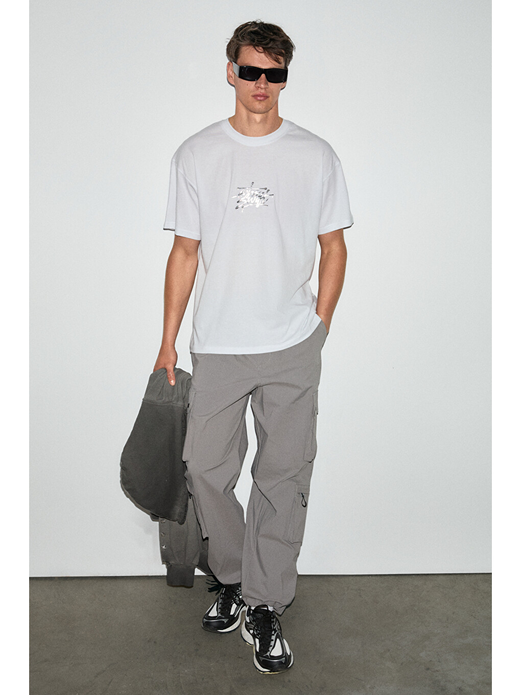 Morges Erkek %100 Organik Pamuklu Yuvarlak Yakalı Silikon Baskı Detaylı Regular Beyaz T-shirt-1