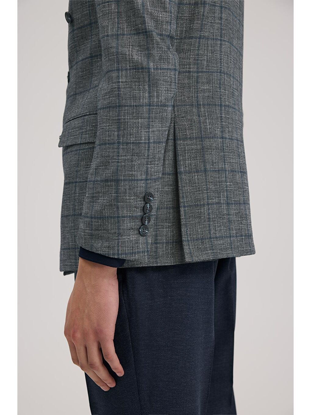 Lacivert Slim Fit Kruvaze Takım Elbise-4