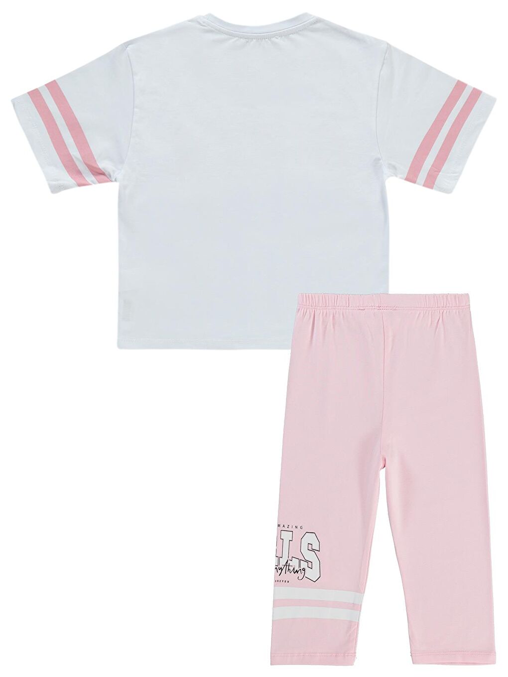 Beyaz Girls Sport Girl Baskılı Kısa Kol 2'li Set 6-9 Yaş Takım - Standart-11