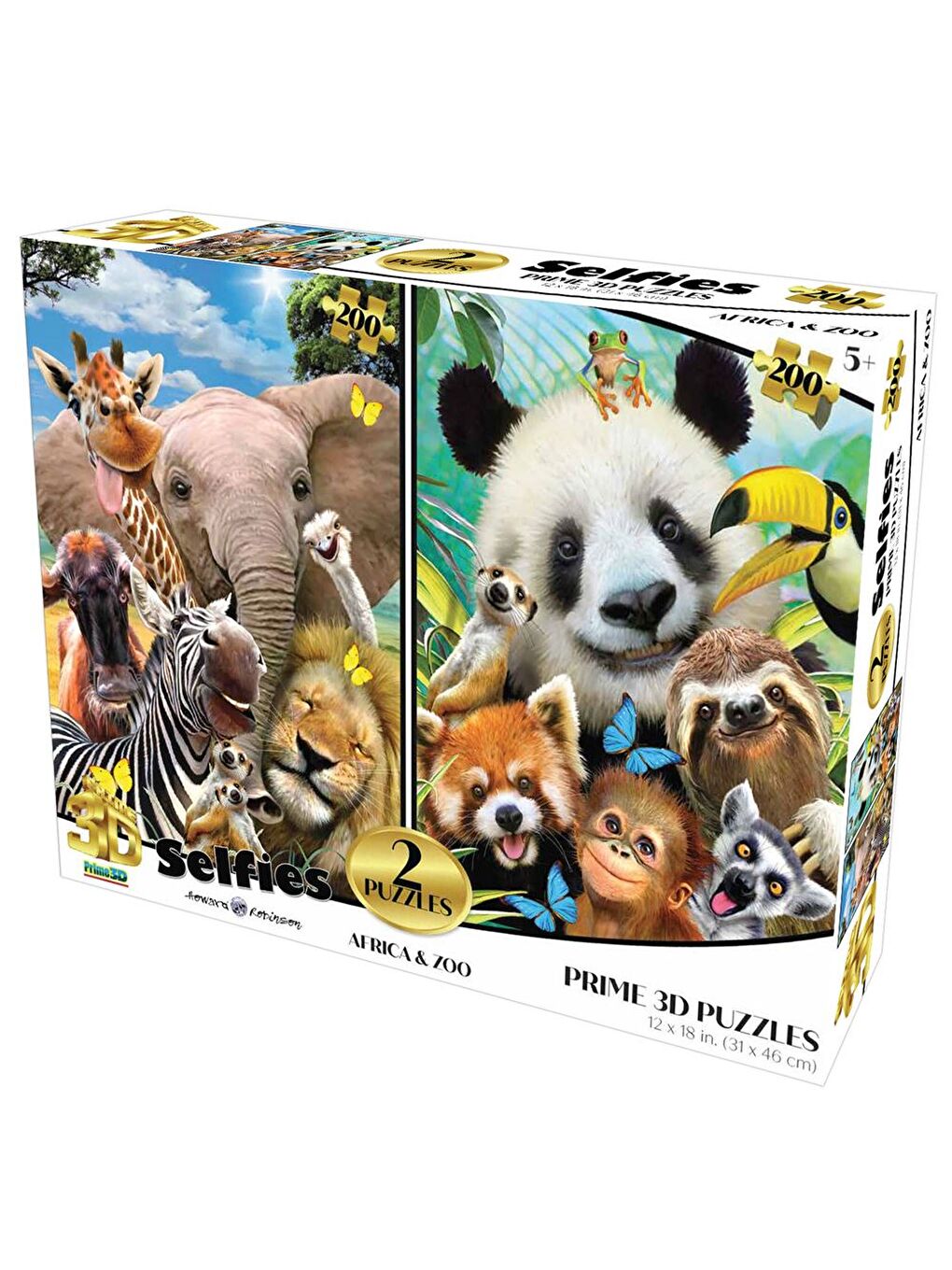 Afrika Hayvanları ve Hayvanlar Alemi Selfie İkili Puzzle 200 Parça 10237