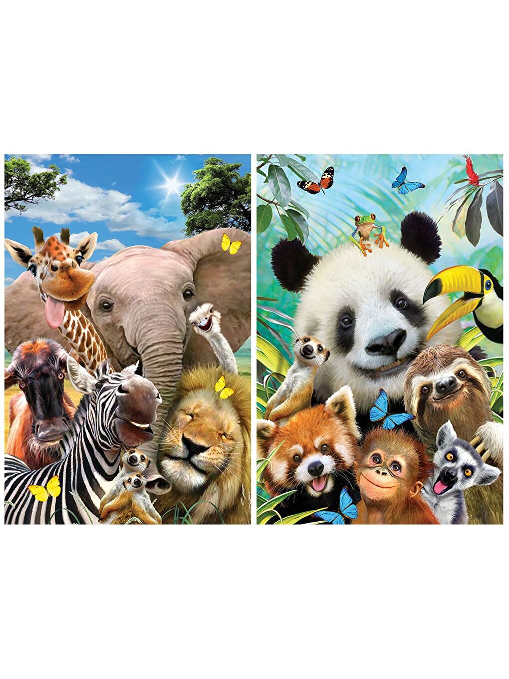 Afrika Hayvanları ve Hayvanlar Alemi Selfie İkili Puzzle 200 Parça 10237-1