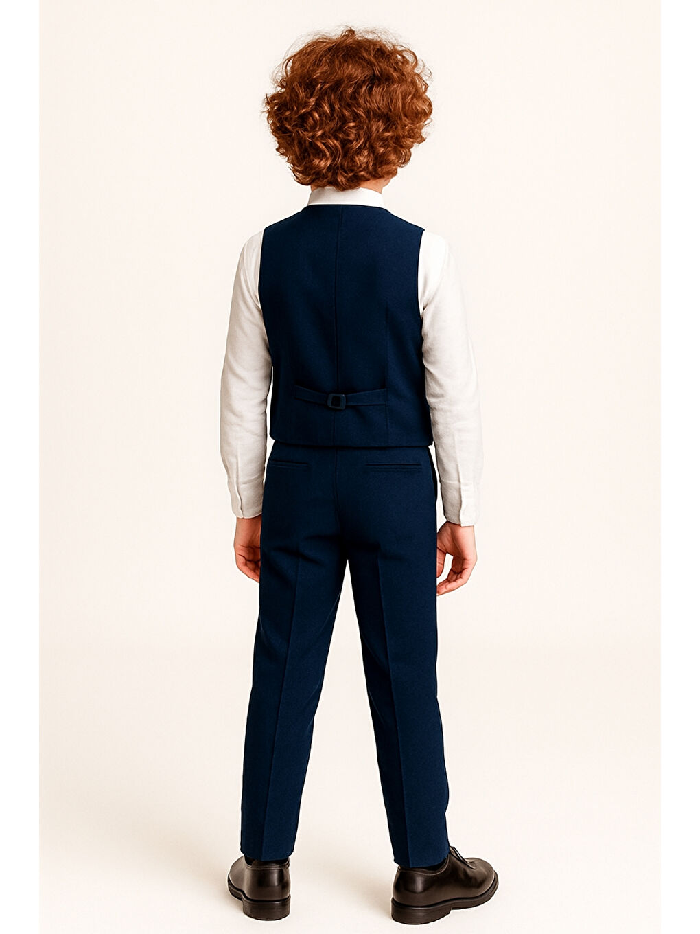 Lacivert Erkek Çocuk Modern Kesim Papyonlu Yelekli 3’ lü Set Takım Elbise Ak5350-5
