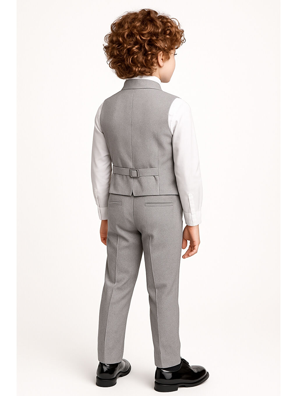 Gri Erkek Çocuk Modern Kesim Papyonlu Yelekli 3’ lü Set Takım Elbise Ak5350-5