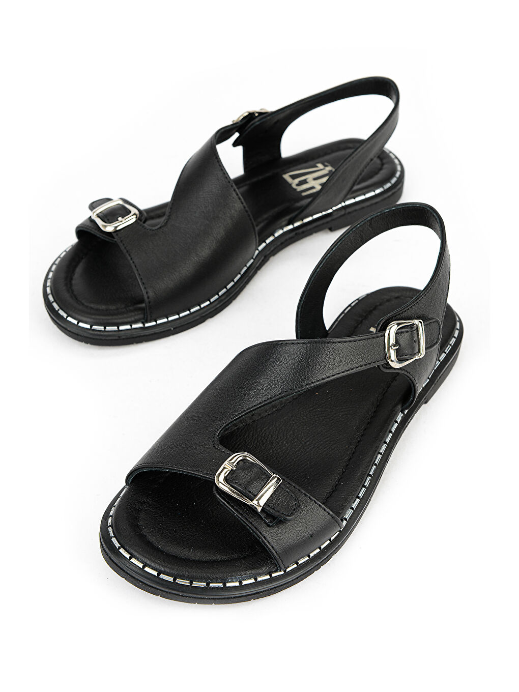 Kadın Hakiki Deri Sandalet 1611020Z5407 Siyah-4