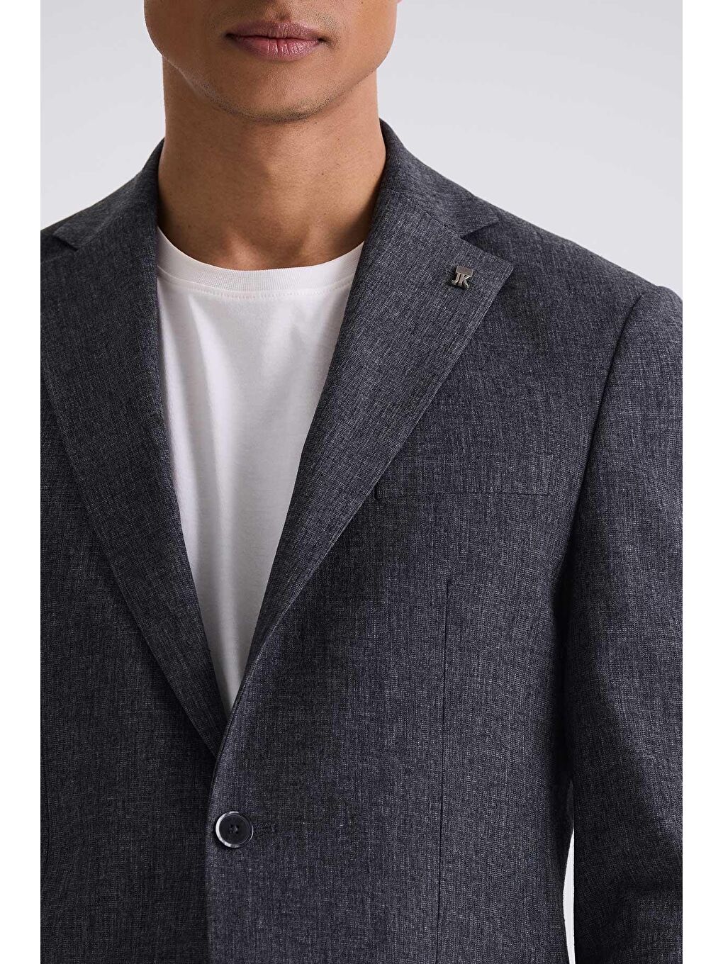 Siyah Slim Fit Mono Yaka Keten Takım Elbise-2