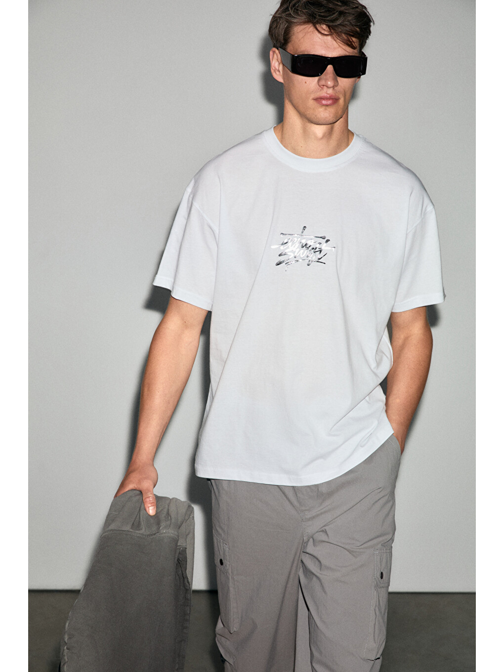 Morges Erkek %100 Organik Pamuklu Yuvarlak Yakalı Silikon Baskı Detaylı Regular Beyaz T-shirt-3