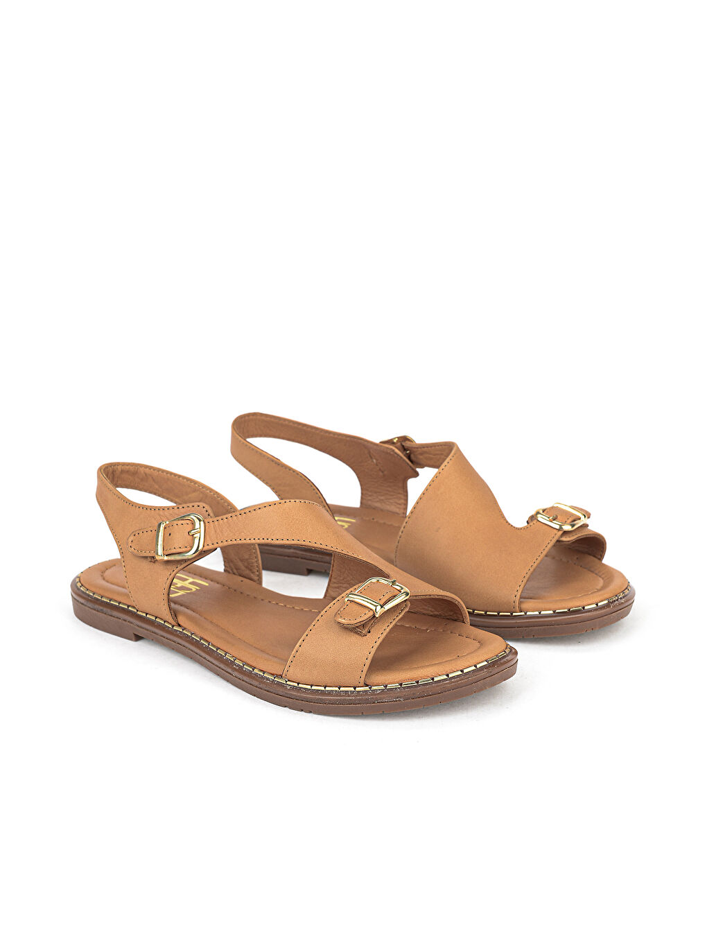 Kahverengi Kadın Hakiki Deri Sandalet 1611020Z5407 Taba-1