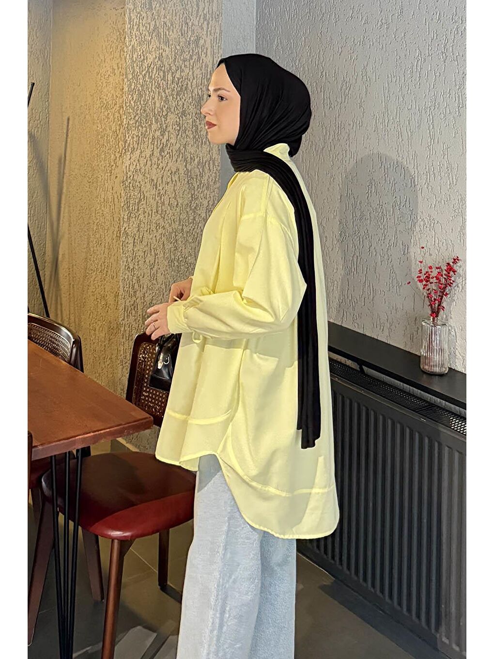 Manşeti Biyeli Tunik Sarı-1