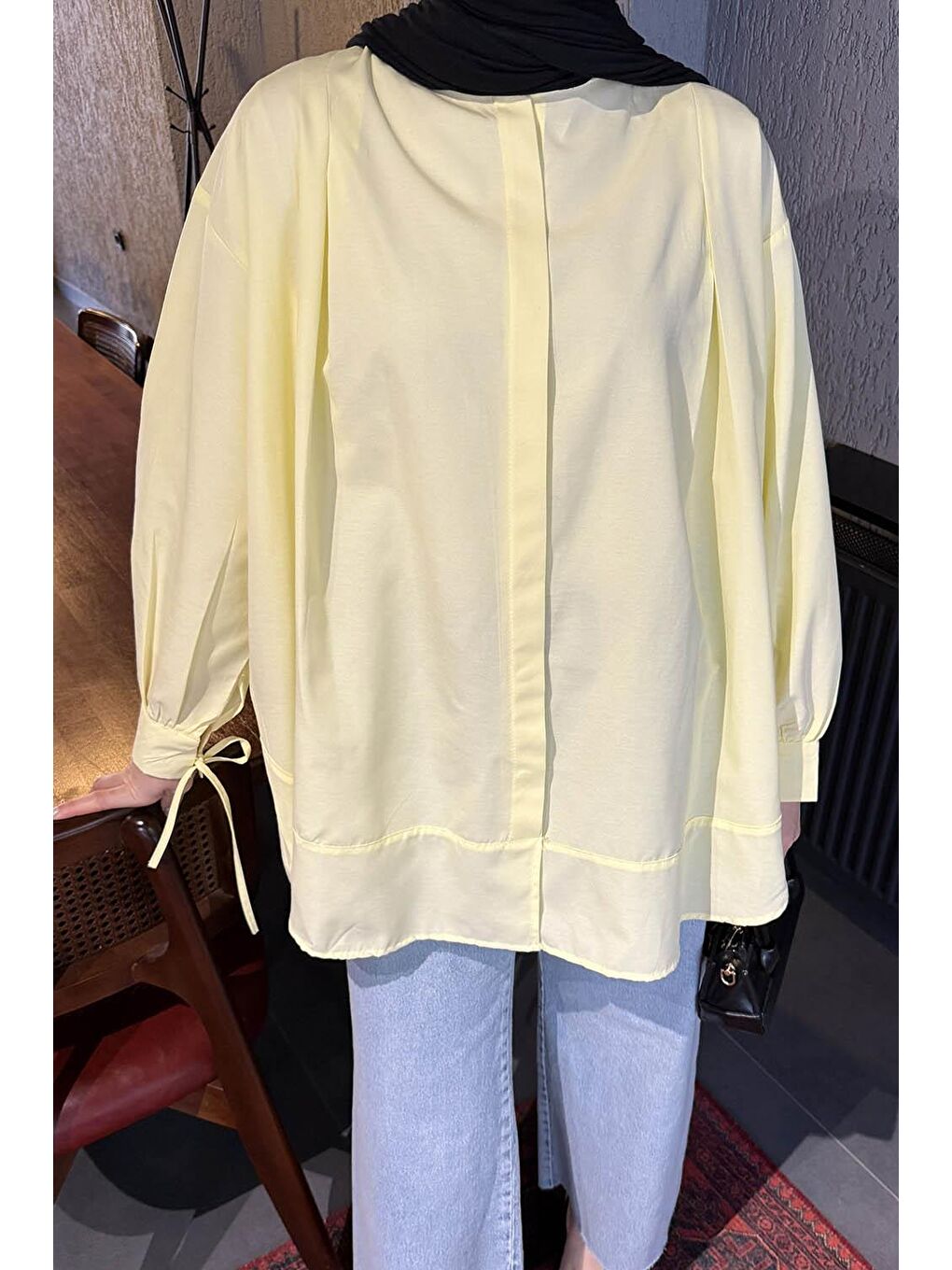 Manşeti Biyeli Tunik Sarı-2